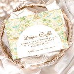 Storybook Tropical Animals Diapper Raffle Tilläggskort<br><div class="desc">A whimsical watercolor design featuring a playful mix of pastel summer animals surrounded by tropical leaves, seashells, starfish, and soft botanical details. The cheerful palette of peach, mint, coral, and soft blue creates a light storybook atmosphere, while the elegant arch layout keeps the celebration details beautifully framed and easy to...</div>
