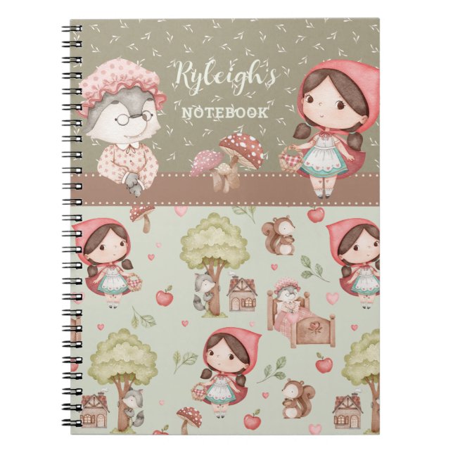 Storybook, Whimsical Cute Little Red Riding Huva Anteckningsbok (Framsidan)