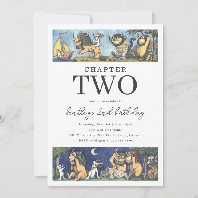 Storybook Wild Things Birthday Chapter Theme Inbjudningar (Framsida)