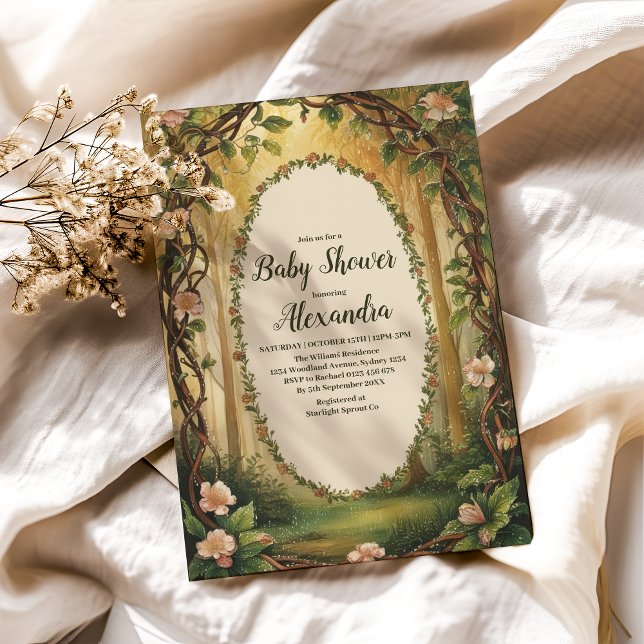 Storybook Woodland Forest Baby Shower Inbjudningar (Skapare uppladdad)