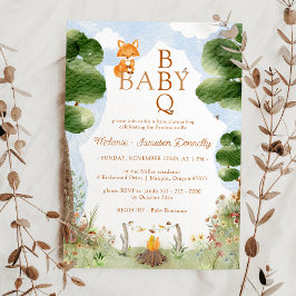 Storybook Woodland Fox Baby BBQ Shower Inbjudningar