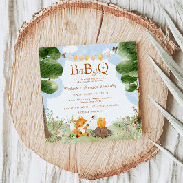 Storybook Woodland Fox Baby-Q BBQ Baby Shower Inbjudningar