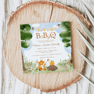 Storybook Woodland Fox Baby-Q BBQ Baby Shower Inbjudningar