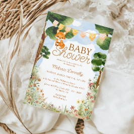 Storybook Woodland Fox Baby Shower Inbjudningar