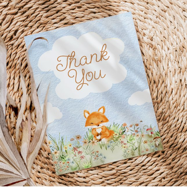 Storybook Woodland Fox Baby Shower Tack Kort (Skapare uppladdad)