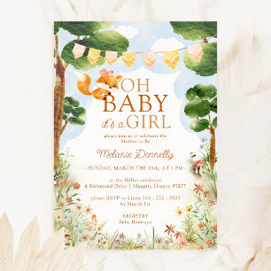 Storybook Woodland Fox Oh Flicka Shower Inbjudningar