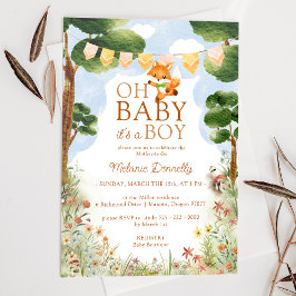 Storybook Woodland Fox Oh Pojke Shower Inbjudningar