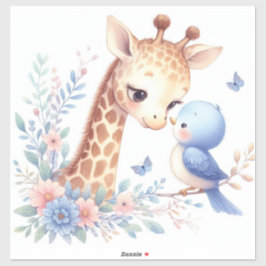 Storybook Woodland Spädbarn Giraffe och Blue Bird Klistermärken