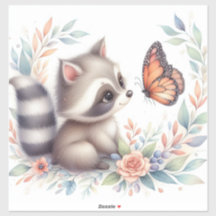 Storybook Woodland Spädbarn Raccoon och Butterfly