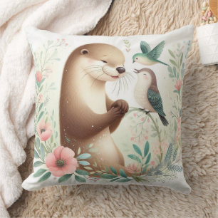 Storybook Woodland Spädbarn utter och Bird Kudde