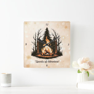 "Storytell by the Fire" Fyrkantig Klocka
