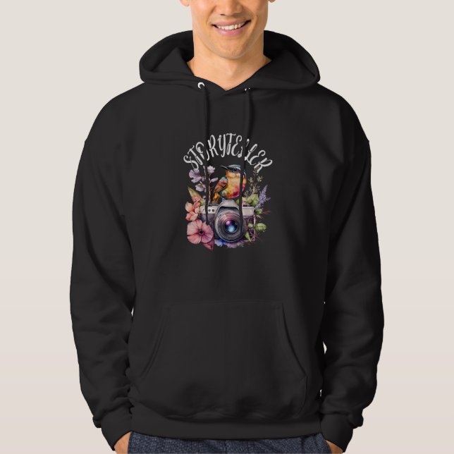 Storyteller Camera Photography Bird Photographer Hoodie (Framsida)