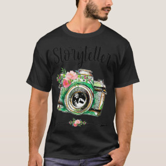 Storyteller Photographer Vintage Camera With Flowe T Shirt