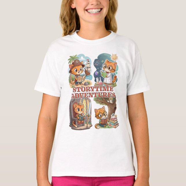 Storytime Adventures – A Journey Through Books T Shirt (Framsida)