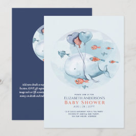 Storytime Ocean Life BABY SHOWER Blue Whale Invita Inbjudningar
