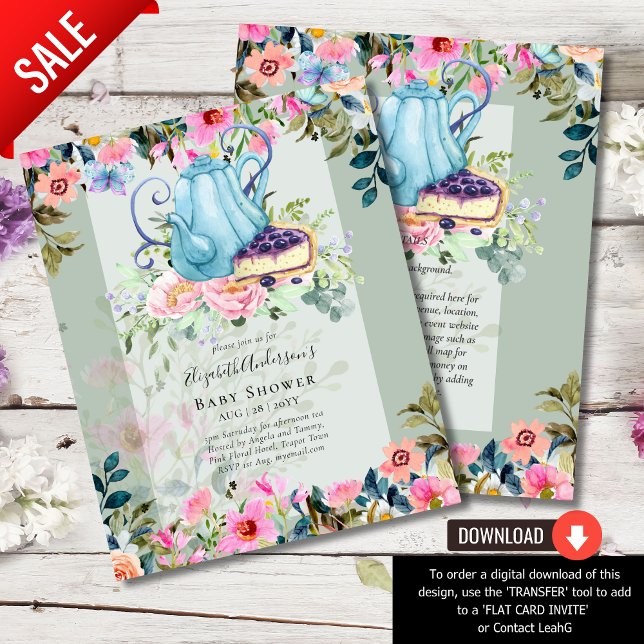 Storytime Tea Party Baby Shower-inbjudningar Flygblad (Skapare uppladdad)