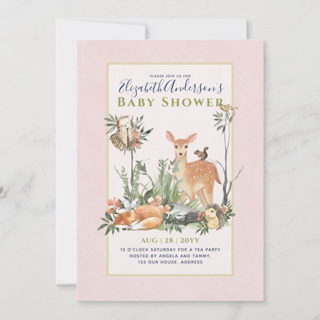 Storytime Woodland Animals Forest Baby Shower Invi Inbjudningar (Framsida)