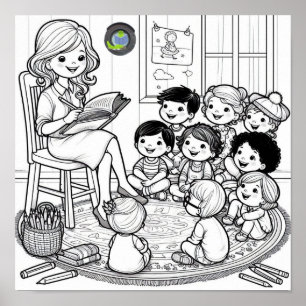 Storytimecirkelns färgläggningsaffisch poster