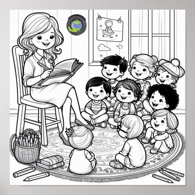 Storytimecirkelns färgläggningsaffisch poster (Framsidan)