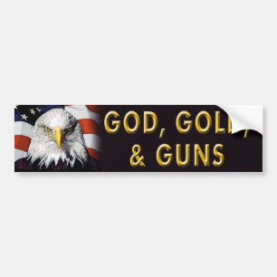 Stötdetikett för patriotisk "Gud, Guld, Guns" Bildekal