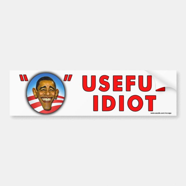 Stötdetikett mot Obama "Useful Idiot" Bildekal (Framsidan)