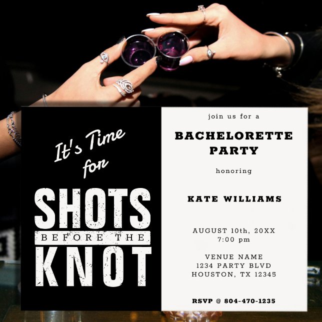 Stöter inför Knot Bachelorette Party Inbjudningar (Shots Before the Knot Bachelorette Party Invitation)