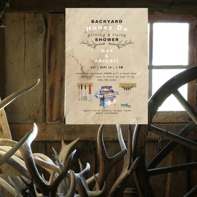 Stötning och fixering av Par för Rustic Antlers Inbjudningar (Skapare uppladdad)