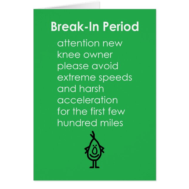 Stötperiod - en rolig knäutbytesdikt hälsningskort (Framsidan)