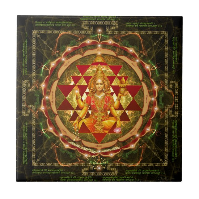 Stotram på Devi Lakshmi - Shri Yantra- Mahalakshmi Kakelplatta (Framsidan)
