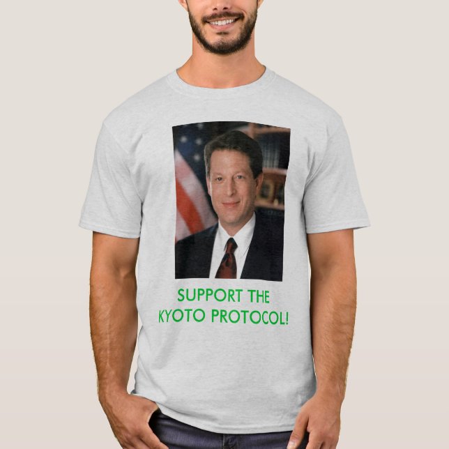 Stötta den Kyoto protokollt-skjortan med Al Gore Tee (Framsida)