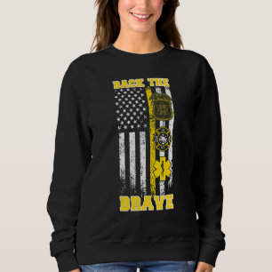 Stötta Den Modiga 911-Disponenten Tunn Gula Linje T Shirt