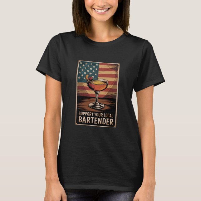 Stötta din lokala bartender US Flag Beer T-shirt (Framsida)
