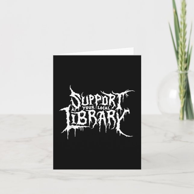 Stötta din lokala bibliotekskräckbokmaskdesign kort (Framsida)
