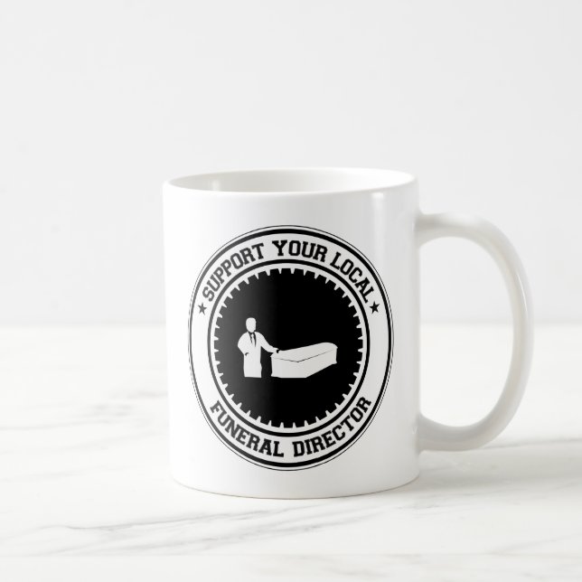 Stötta din lokalbegravningsentreprenör kaffemugg (Höger)