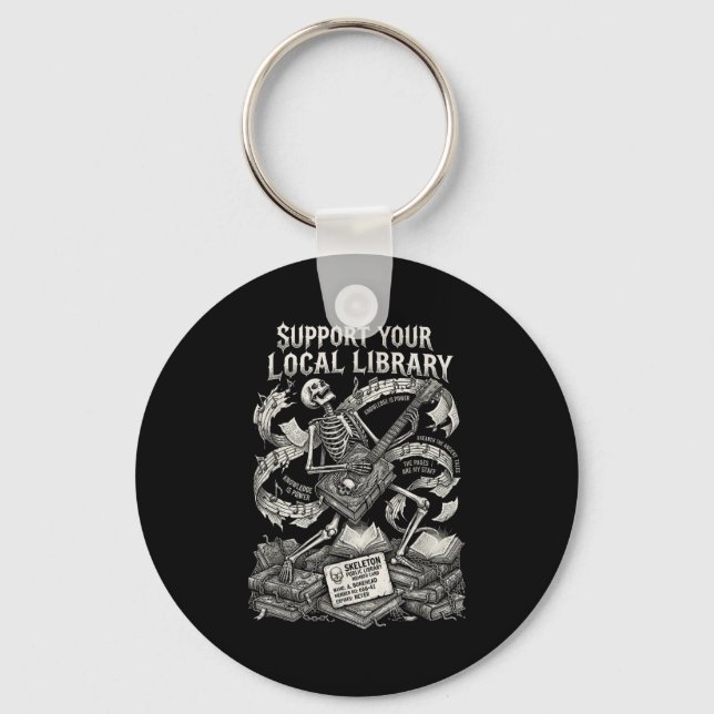 Stötta ditt lokala bibliotek goth bok  nyckelring (Framsida)