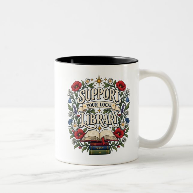 Stötta ditt lokala bibliotek Två-Tonad mugg (Höger)