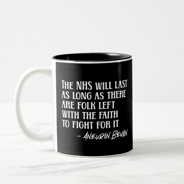 Stötta NHS Aneurin Nye Bevan Stolt över NHS Två-Tonad Mugg (Vänster)