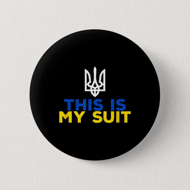 Stötta Ukraina Det Här Är Min Kostym Ukrainsk Flag Knapp (Framsida)