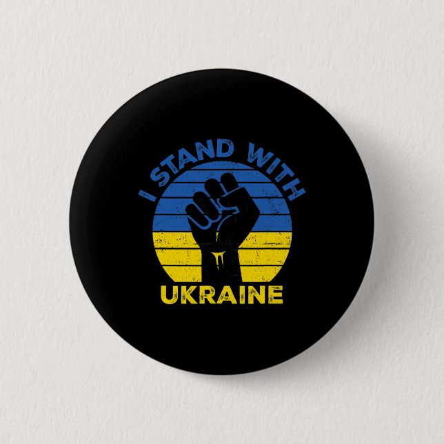Stötta Ukraina Jag Står Med Ukraina Ukrainskflagga Knapp (Framsida)