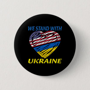 Stötta Ukraina Vi Står Med Ukraina Usa Flagga Retr Knapp