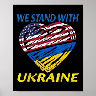 Stötta Ukraina Vi Står Med Ukraina Usa Flagga Retr Poster