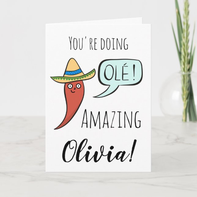 Stötta Upmuntrande Rolig Chili Kort (Framsida)