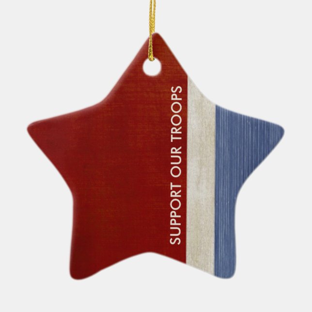 Stötta vår patriotiska soldat- och veteranmilitär julgransprydnad keramik (Framsidan)