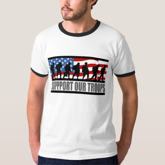Stötta vår soldatt-skjorta tee shirt (Framsida)