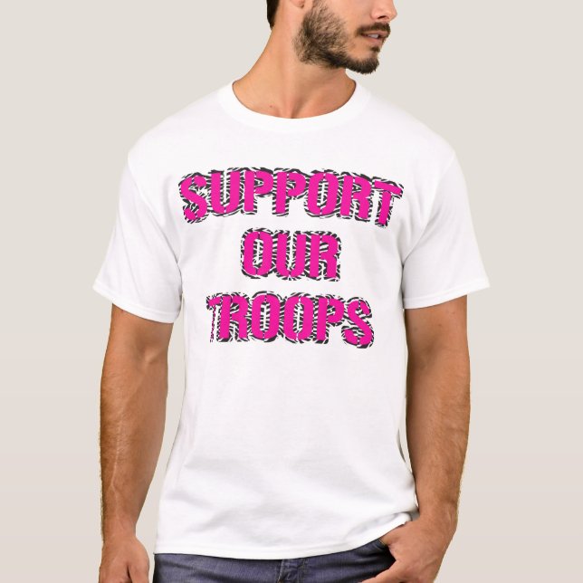 Stötta vår utslagsplats för soldatSkjortazebra T-shirt (Framsida)