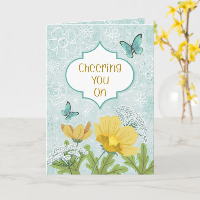 Stöttar Dig Blommig Trädgård Uppmuntran Kort (Gul blomma)