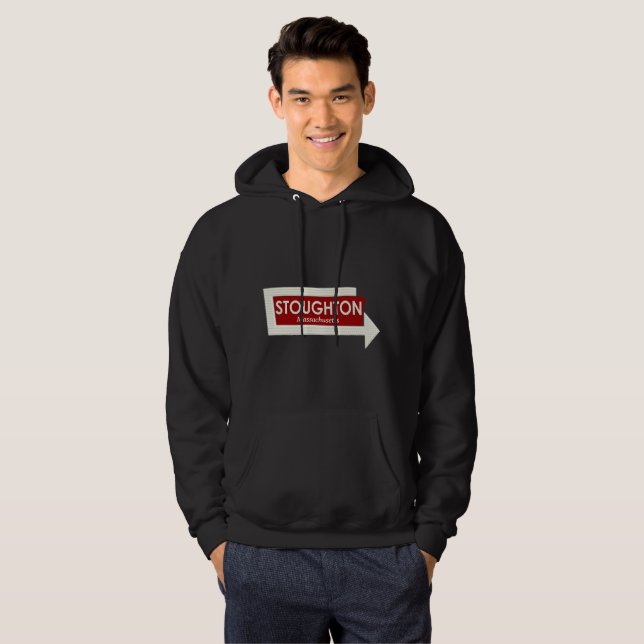 Stoughton Massachusetts Memories Sign Hoodie (Hel framsida)