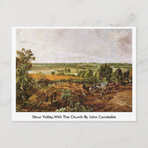 Stour Valley, med kyrkan av John Constable Vykort