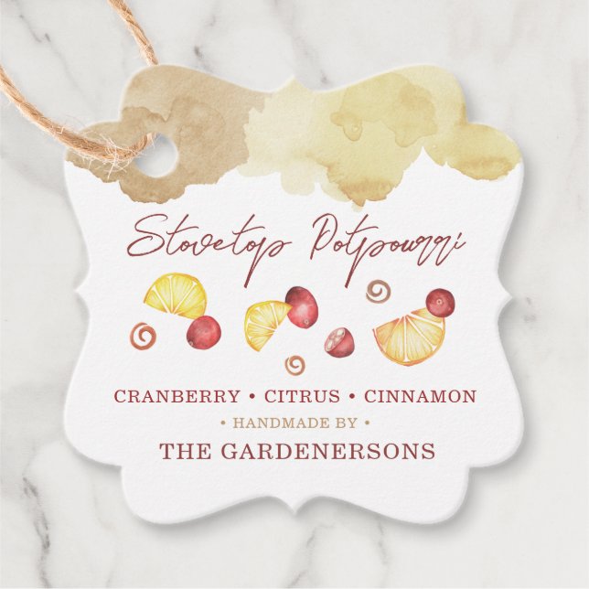 Stovetop Potpourri-favorittaggar Gåvor Etiketter (Framsida)