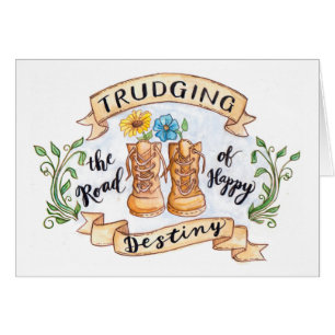 Stövla den handpainted vägen av den lyckliga öden hälsningskort
